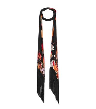 Rockins + Fringed Printed Silk Crepe De Chine Scarf