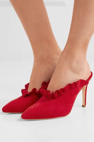 Loeffler Randall + Langley Ruffled Suede Mules