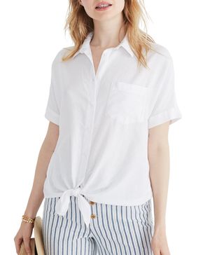 Madewell + Short Sleeve Tie Front Shirt