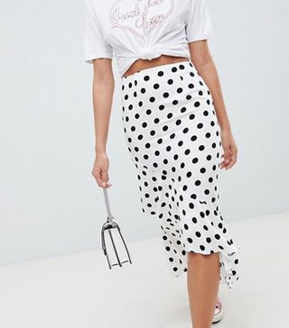 ASOS + Midi Skirt With Ruffle Detail