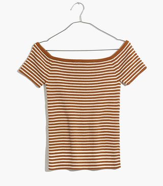 Madewell + Off-the-Shoulder Sweater in Stripe