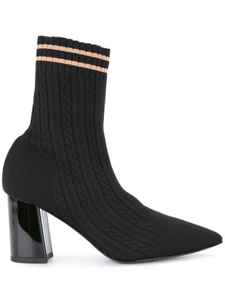 Marc Cain + Rib Knit Sock Ankle Boots