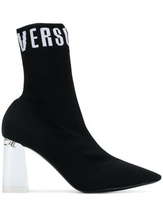Versus Versace + Clear Block Heel Sock Boots