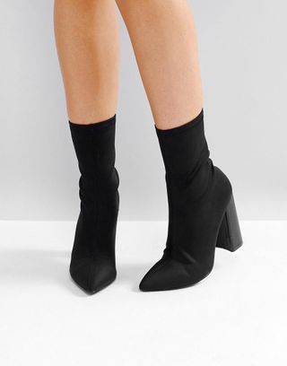 Public Desire + Libby Black High Heeled Sock Boots