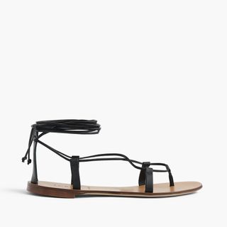 J.Crew + Leather Lace-Up Sandals in Black