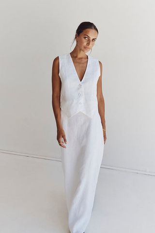 Dissh + Banks White Linen Vest