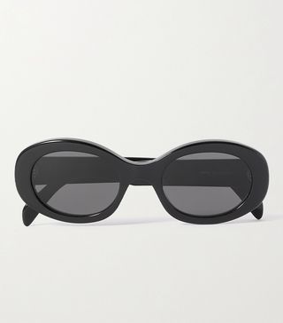 Celine Eyewear + Triomphe Oval-Frame Acetate Sunglasses