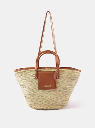 Jacquemus + Panier Soli Raffia and Leather Basket