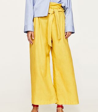 Zara + Linen Trousers With Belt