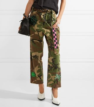 Marc Jacobs + Embellished Camouflage-Print Cotton-Twill Tapered Pants
