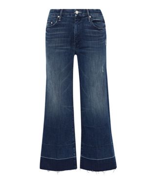 Mother + The Roller Crop Undone Distressed High-Rise Wide-Leg Jeans