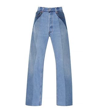 Re/Done + Ultra High Rise Straight Leg Patchwork Jeans