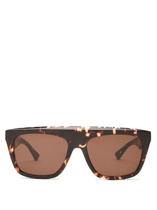 Bottega Veneta + Flat-Top Tortoiseshell-Acetate Sunglasses