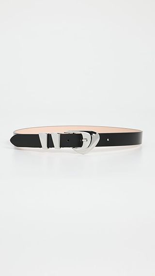 BY FAR + Moore Black Semi Patent Leather Belt