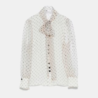 Zara + Organza Blouse With Bow Detail