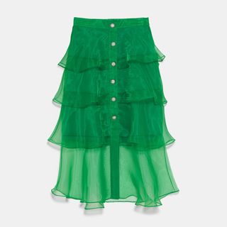 Zara + Skirt With Rhinestone Buttons