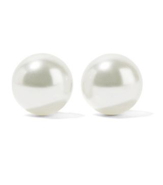 Kenneth Jay Lane + Silver-Tone Faux-Pearl Earrings