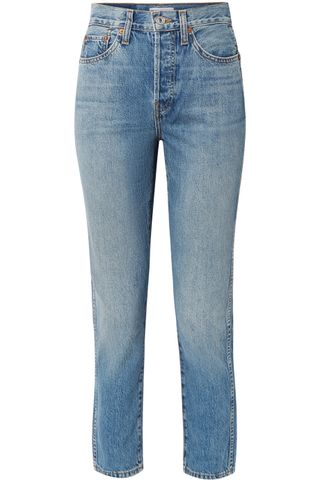 Re/Done + Originals Double Needle Crop High-Rise Tapered Jeans