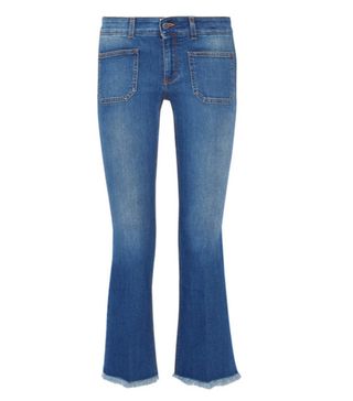 Stella McCartney + Cropped Frayed Low-Rise Flared Jeans