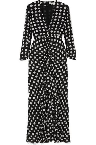 Rixo London + Adriana Ruffled Polka-Dot Silk-Crepe Midi Dress