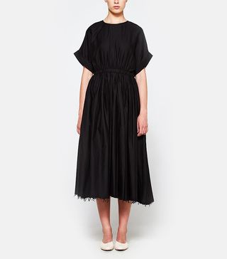 Black Crane + Pleated Dress in Black