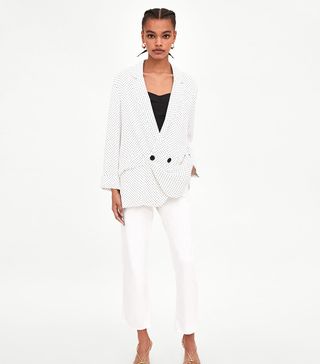 Zara + Flowy Polka Dot Blazer