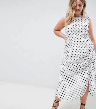 ASOS Curve + Sleeveless Maxi Dress in Polka Dot