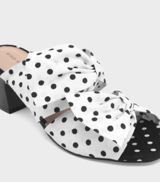 Who What Wear + Poppy Polka Dot Bow Two Band Heeled Pumps