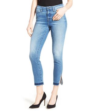 Good American + High Rise Split Hem Crop Skinny Jeans