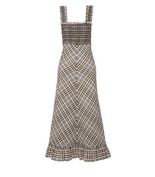 Ganni + Charron Checked Cotton-Blend Seersucker Maxi Dress