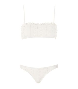 Topshop + Broderie Frill Bandeau Top 
Bottoms Bikini Set