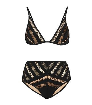 Zimermann + Tulsa Lattice-Paneled Mesh and Lace Triangle Bikini