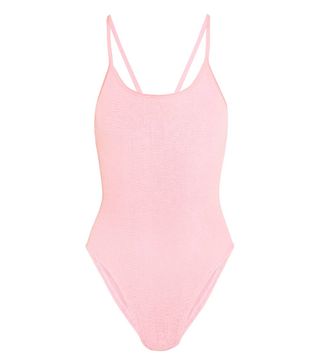 Hunza G + Bette Bow-Embellished Seersucker Swimsuit