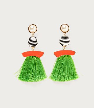 Zara + Faux Pearl Earrings With Tassel