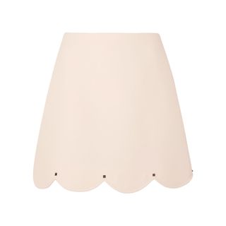 Valentino + Scalloped Wool Mini Skirt