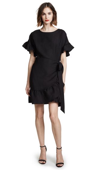 Astr the Label + Linen Ruffle Wrap Dress