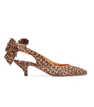 Ganni + Sabine Leopard-Print Suede Slingback Pumps