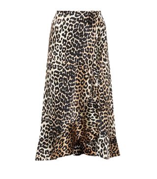 Ganni + Dufort Leopard-Printed Silk Skirt