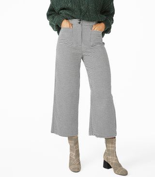 Monki + Houndstooth Wide-Leg Trousers