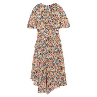 Topshop Unique + Aster Ruffled Floral-print Silk Crepe De Chine Midi Dress