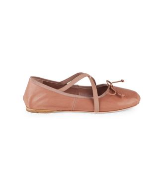 Miu Miu + Crisscross Leather Ballet Flats