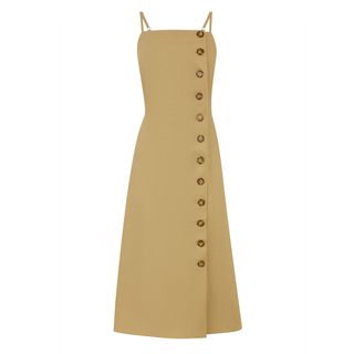Warehouse + Linen Mix Side Button Midi Dress