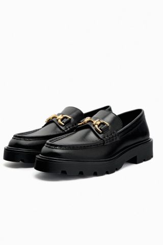 Zara + Lug Sole Leather Loafers