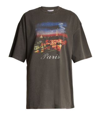 Balenciaga + Short-Sleeved Paris-Print T-Shirt