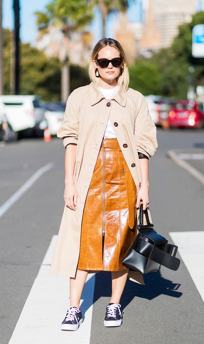 How to Wear a Leather Skirt in the Spring | Who What Wear