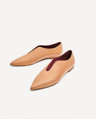 Zara + Flat Pointy Leather Shoes