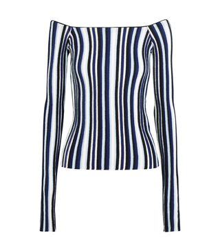 Jacquemus + Off-the-Shoulder Striped Ribbed Wool Sweater