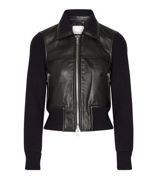 3.1 Phillip Lim + Paneled Ribbed Stretch-Wool And Leather Jacket