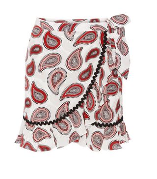 Dodo Bar Or + Ruffle-Trimmed Printed Silk-Georgette Mini Wrap Skirt