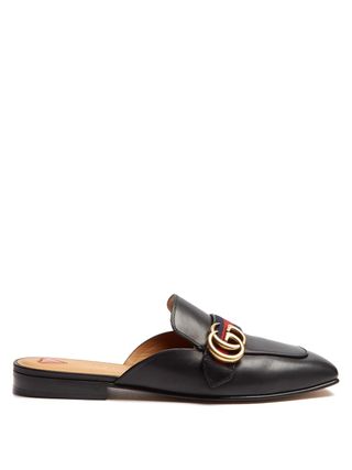 Gucci + Peyton Leather Backless Loafers